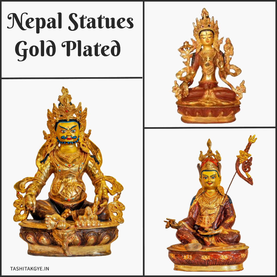 Copper Gold Plated Nepali Statues