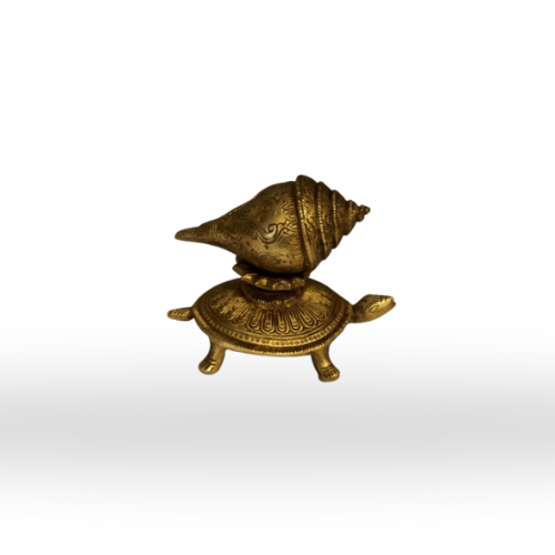 Brass 5-Inch Sankha on Tortoise Statue |