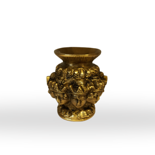 Brass Ashtalaxmi Face Pot Collectible | Handcrafted Small Art Piece | Decorative Brass Handicraft