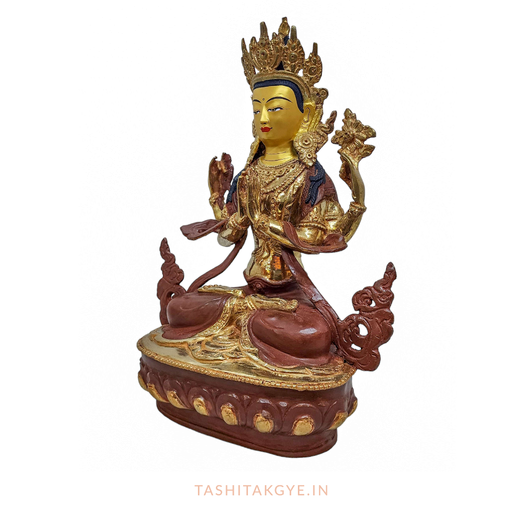 Exquisite Copper Gold Plated Cherese Statue | Tashi Takgye