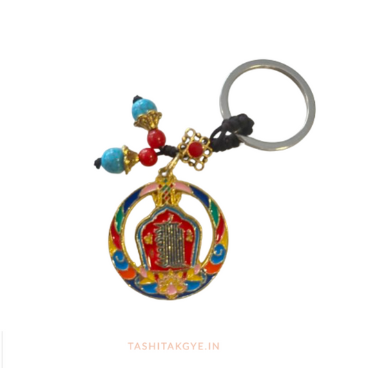 Prayer Wheel Keyring: Portable Tibetan Brass Spinner Keychain