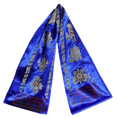 Luxurious Satin Multi-Colored Printed Khada Scarves by Tashi Takgye