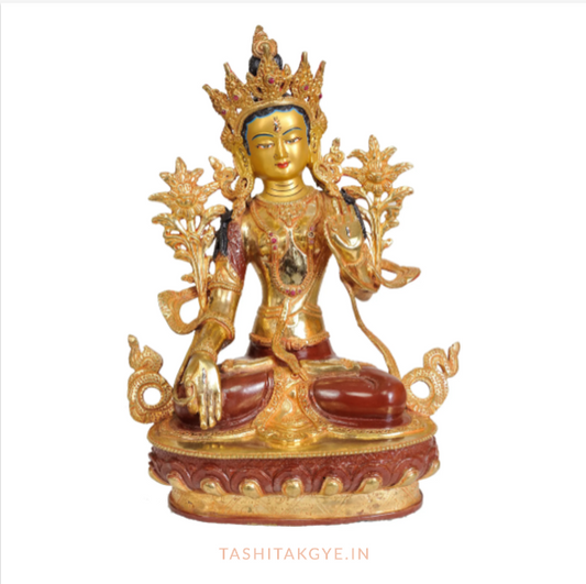 Exquisite Copper Gold Plated White Tara (Dolkar) Statue | Tashi Takgye