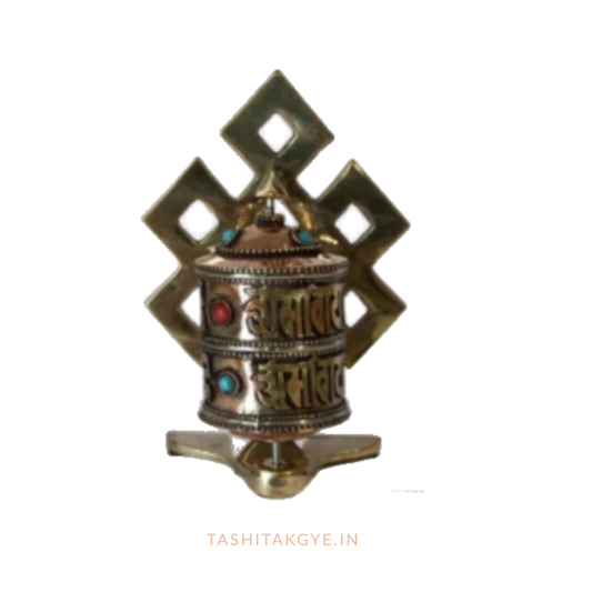 Sacred Copper Brass Endless Knot Prayer Wheel | Spiritual Tradition | Tashi Takgye