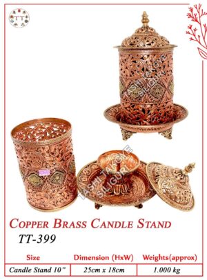 Copper Brass Candle Stand 10" | Vintage Home Decor | Tashi Takgye
