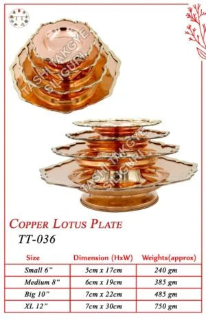 Exquisite Copper Lotus Plate | Handcrafted Elegance for Your Dining | Tashi Takgye